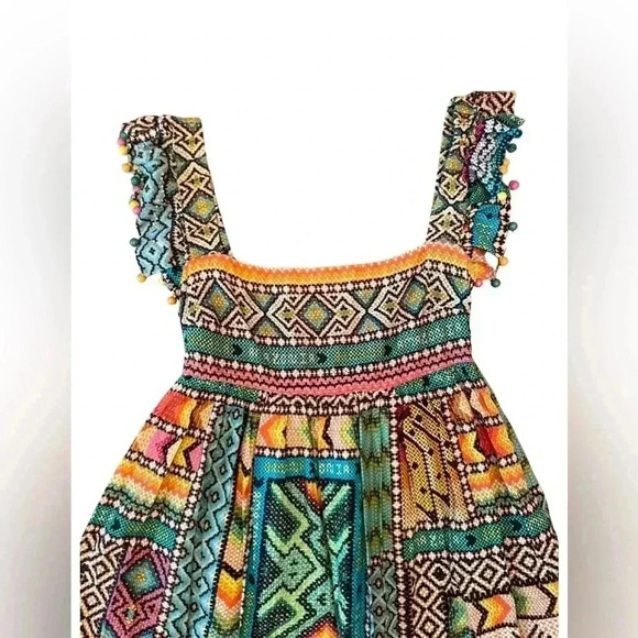 Farm Rio Banana Scarves Multicolor Midi Dress Size XS - Picture 9 of 16